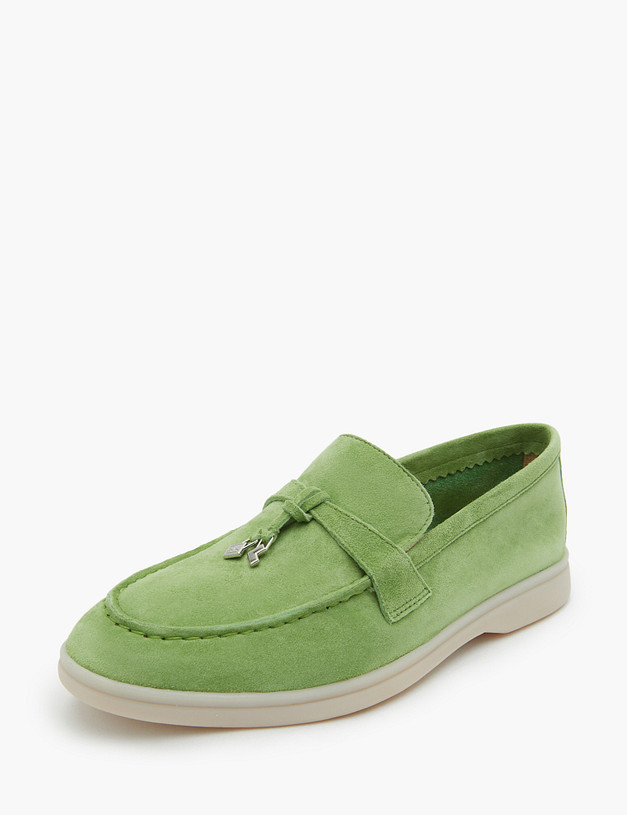 Зеленые женские лоферы из велюра MASCOTTE 11-110311-3683M | ракурс 3