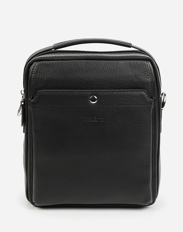 658-1208-102 Сумка мужская нат.кожа/текстиль черн, M, Mascotte