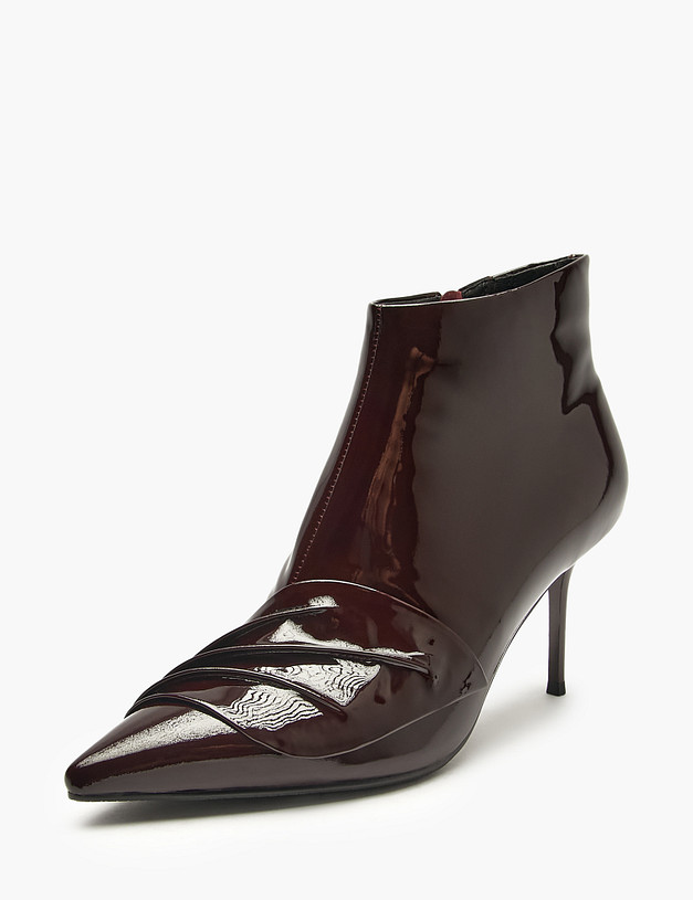 Бордовые женские лакированные ботильоны MASCOTTE 126-523721-3786M | ракурс 3