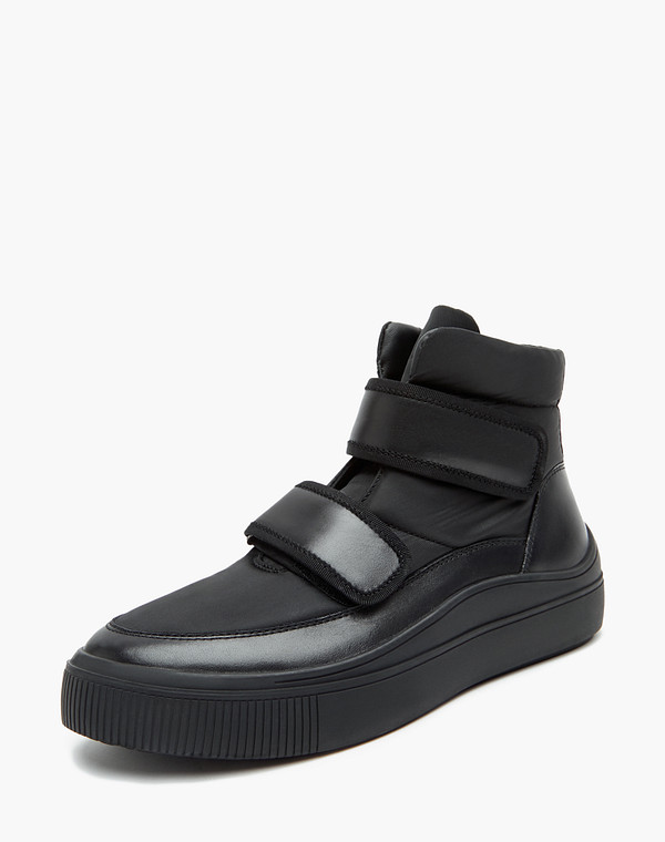 22-321823-0102 Ботинки мужские нат.кожа-текстиль/ворсин-нат.кожа черн, Mascotte