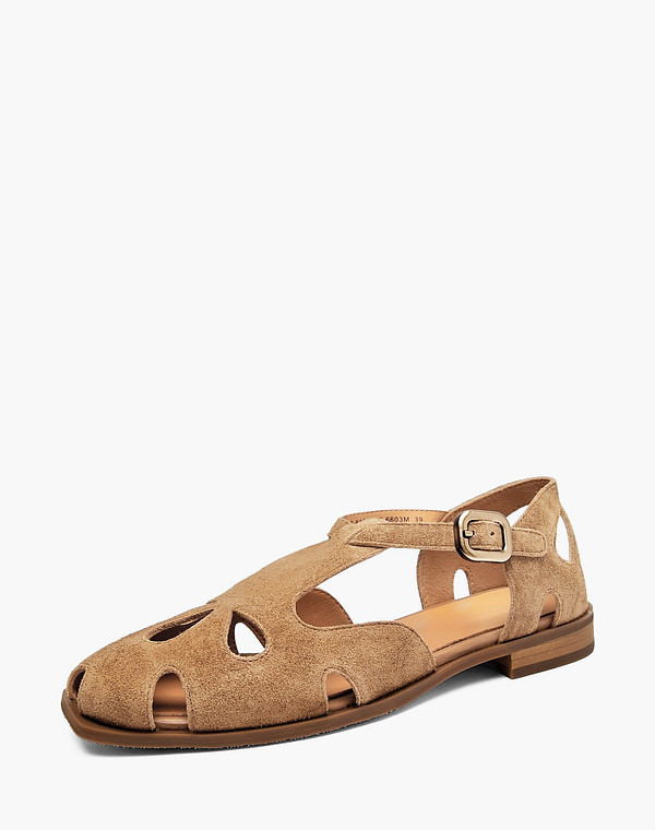 22-6121016-6603M Туфли летние женские велюр/нат.кожа св.коричн, Mascotte