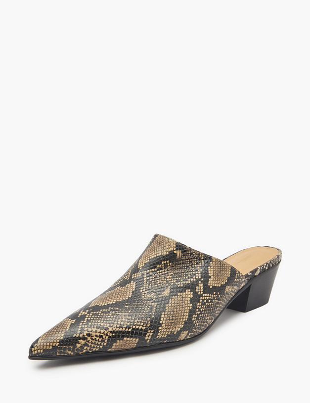 Коричневые женские сабо со змеиным принтом MASCOTTE 15-513011-0109 | ракурс 3 Коричневые женские сабо со змеиным принтом MASCOTTE 15-513011-0109 | ракурс 3
