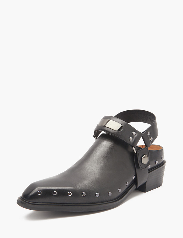 Черные женские сабо с заклепками  MASCOTTE 58-513911-0102 | ракурс 3 Черные женские сабо с заклепками  MASCOTTE 58-513911-0102 | ракурс 3