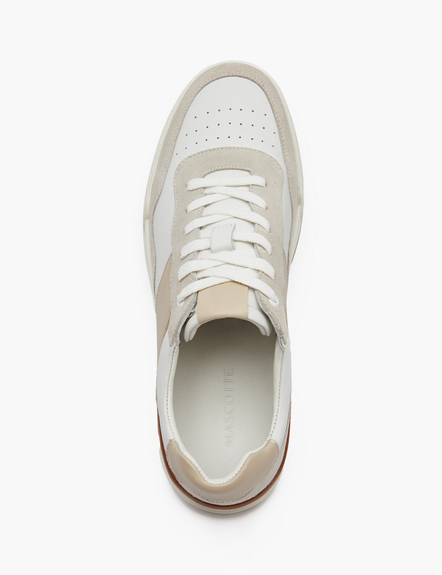 Белые мужские кроссовки с велюровыми вставками MASCOTTE 175-512711-0101 | ракурс 4