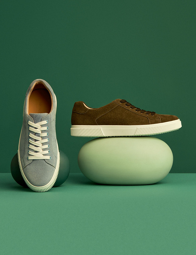 Оливковые мужские кеды из велюра MASCOTTE 58-3150323-2219M | ракурс 1