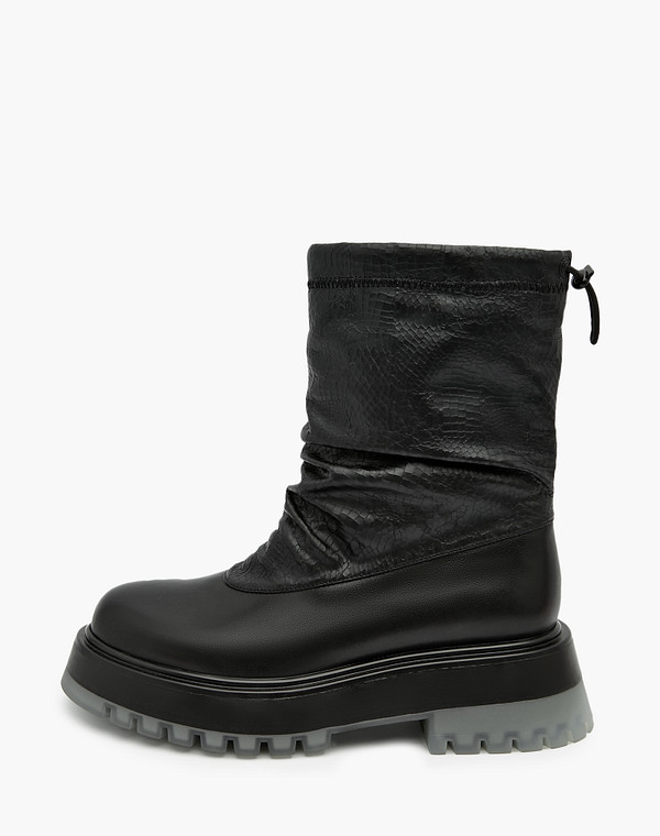 172-3201121-3100M Ботинки женские нат.кожа-текстиль/ворсин черн, Mascotte