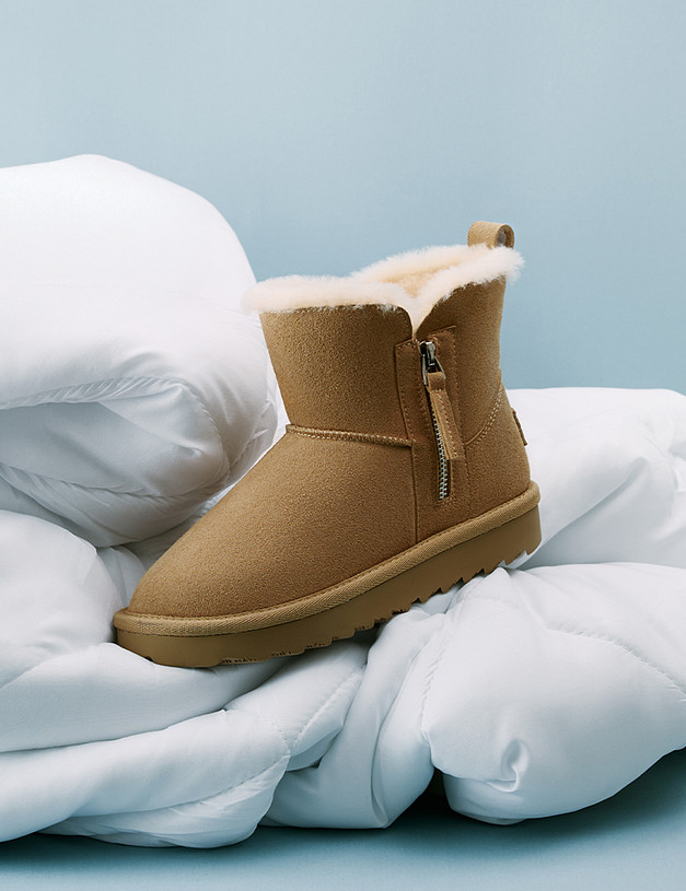 Бежевые угги для девочек MASCOTTE 234-525031-0208 | ракурс 1