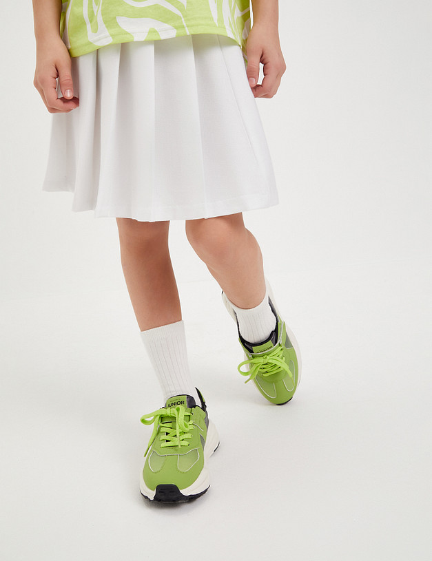 Зеленые детские кроссовки на массивной подошве MASCOTTE 234-412621-0604 | ракурс 3