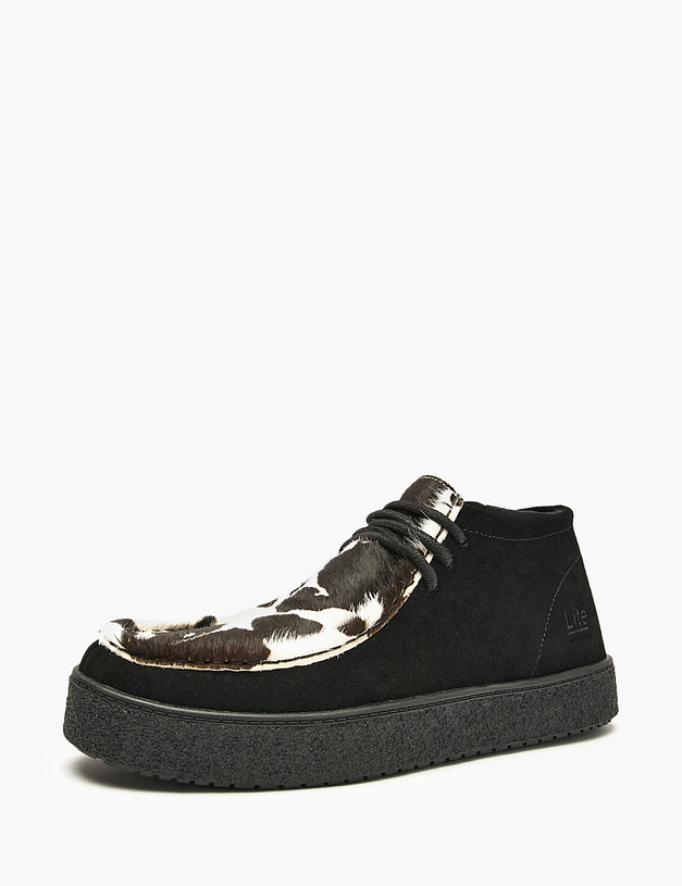 Черные женские полуботинки с коровьим принтом MASCOTTE 64-523221-0221 | ракурс 2