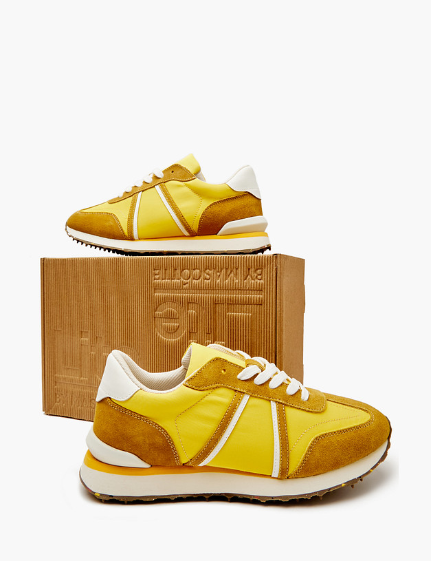 Желтые мужские кроссовки из текстиля и велюра MASCOTTE 128-4191121-0218 | ракурс 6