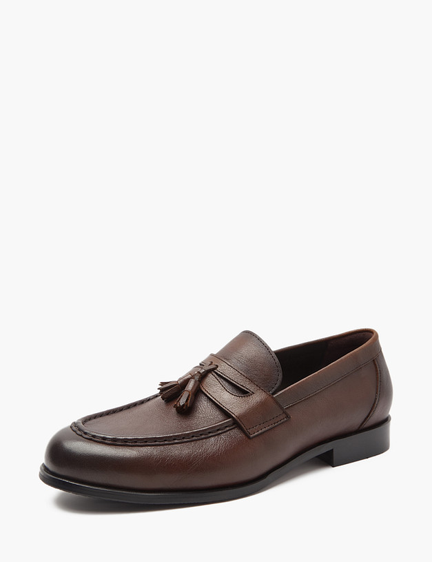 Коричневые кожаные мужские лоферы MASCOTTE 128-418012-0109 | ракурс 3