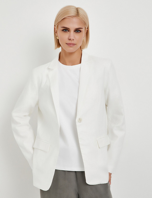 Молочный женский льняной жакет MASCOTTE 973-5120-2701 | ракурс 3