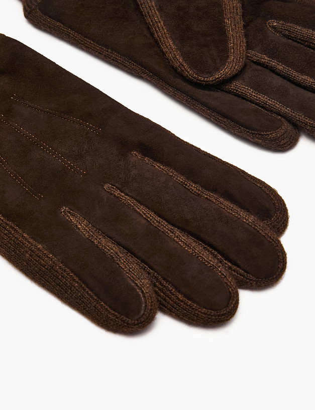 Коричневые мужские перчатки из велюра MASCOTTE 709-5206-0609 | ракурс 3