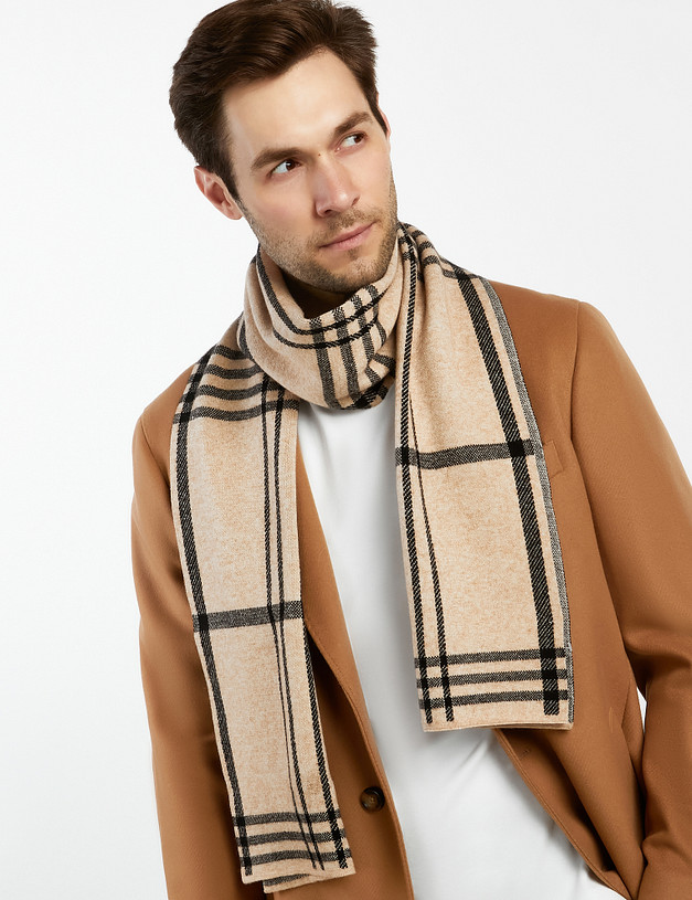 Бежевый мужской шарф MASCOTTE 766-2201-2408 | ракурс 1