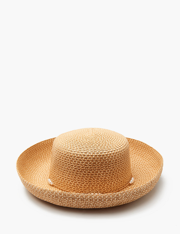 Бежевая женская плетеная шляпа MASCOTTE 783-4101-1009 | ракурс 4 Бежевая женская плетеная шляпа MASCOTTE 783-4101-1009 | ракурс 4