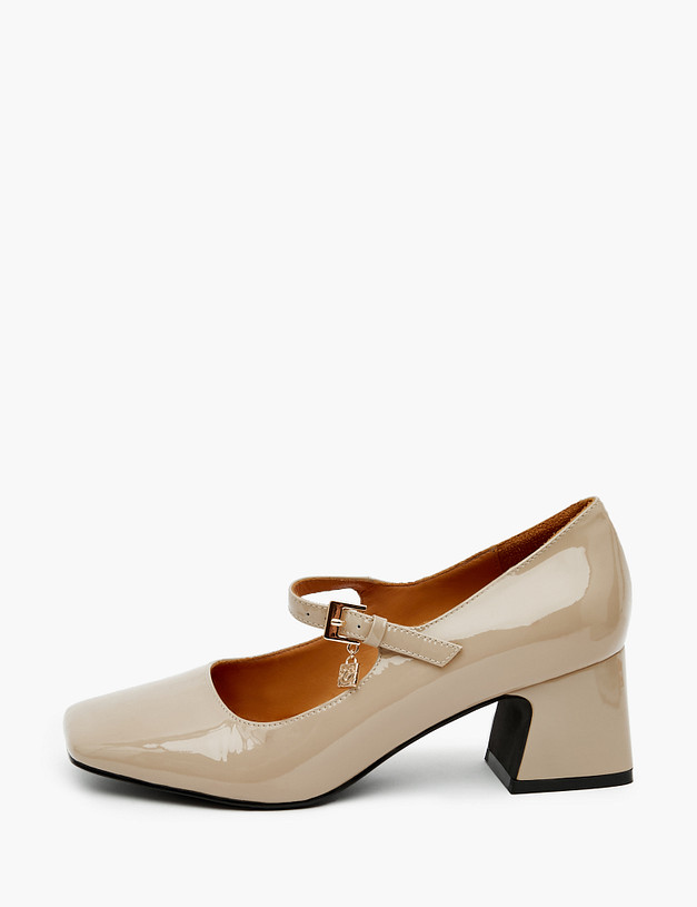 Бежевые женские туфли на устойчивом каблуке MASCOTTE 126-321711-3760M | ракурс 1