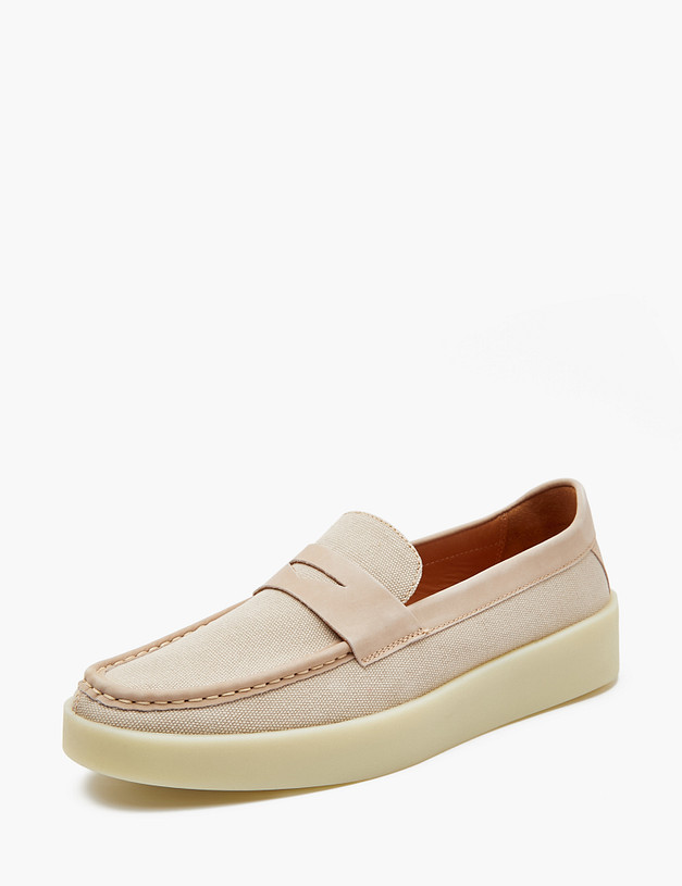 Бежевые мужские лоферы из текстиля MASCOTTE 22-4170616-0208 | ракурс 3