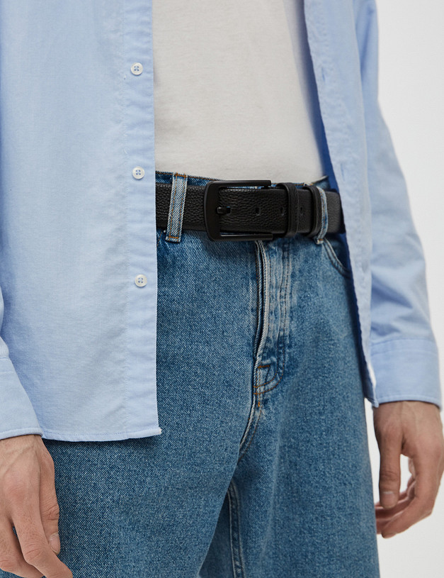 Черный кожаный мужской ремень MASCOTTE 727-0243-102 | ракурс 1