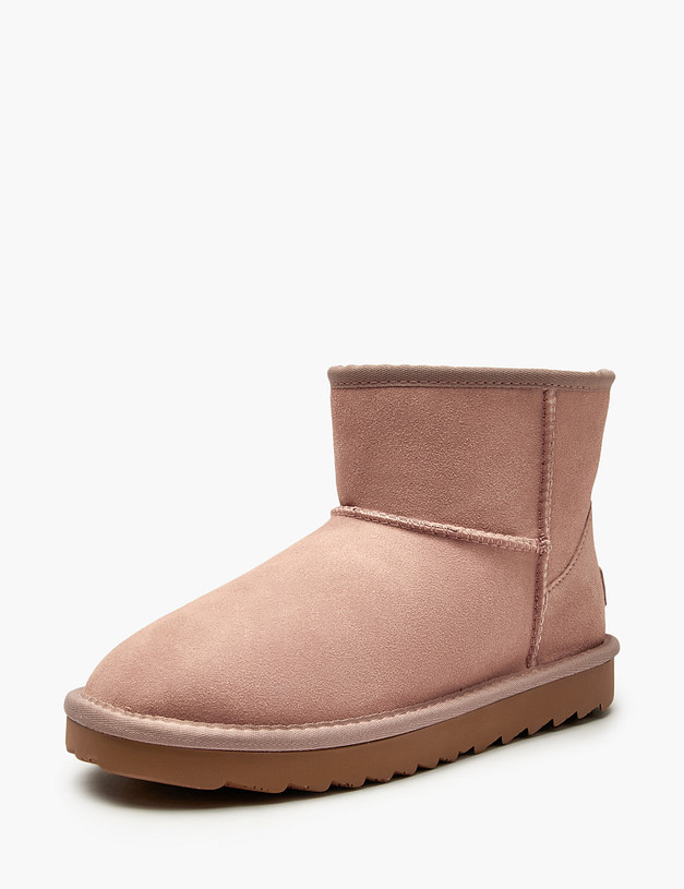 Бежево-пудровые женские угги из велюра MASCOTTE 234-1225131-0280 | ракурс 2