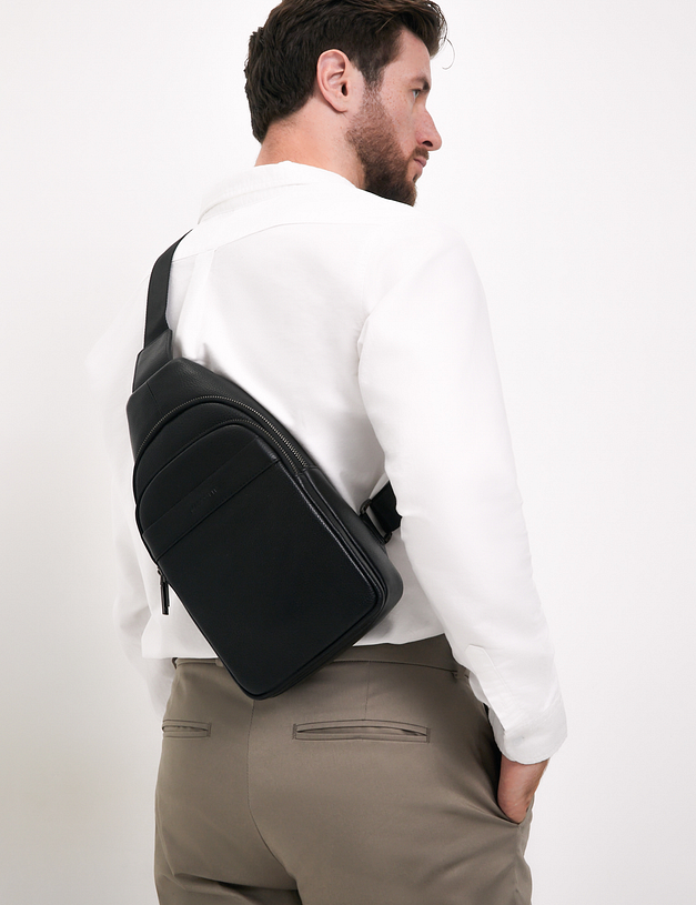 Черная мужская сумка-слинг MASCOTTE 602-3204-102 | ракурс 8