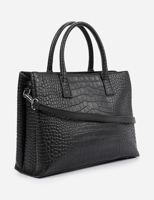 Черная женская сумка под рептилию MASCOTTE 660-1203-102 | ракурс 3