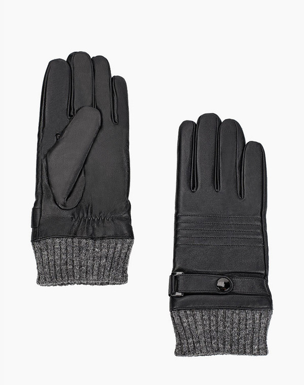 709-1204-102 Перчатки муж. нат.кожа-текстиль/ворсин черн-серый, Mascotte