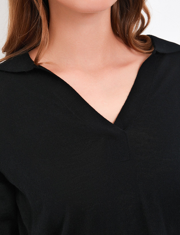 Черный женский джемпер из шерсти мериноса MASCOTTE 870-4214-7502 | ракурс 4
