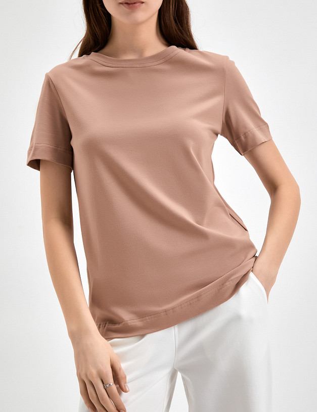 Бежевая женская футболка MASCOTTE 790-3114-2609 | ракурс 4