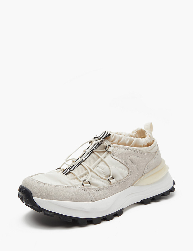 Молочные женские кроссовки из текстиля  MASCOTTE 151-410921-0201 | ракурс 2