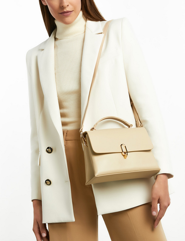 Бежевая кожаная женская сумка MASCOTTE 604-2207-608 | ракурс 1