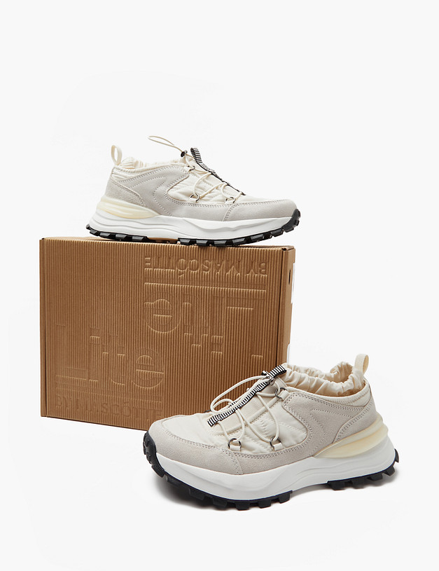 Молочные женские кроссовки из текстиля  MASCOTTE 151-410921-0201 | ракурс 6