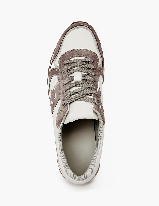 Белые мужские кроссовки с велюровыми вставками MASCOTTE 58-4110121-8109M | ракурс 5