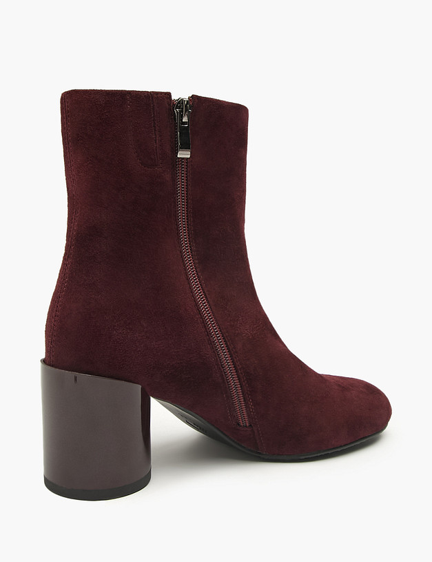 Бордовые женские велюровые ботильоны MASCOTTE 234-529921-0205 | ракурс 3