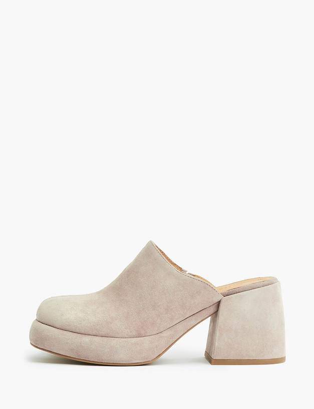 Бежевые велюровые женские сабо MASCOTTE 233-314411-3602M | ракурс 2