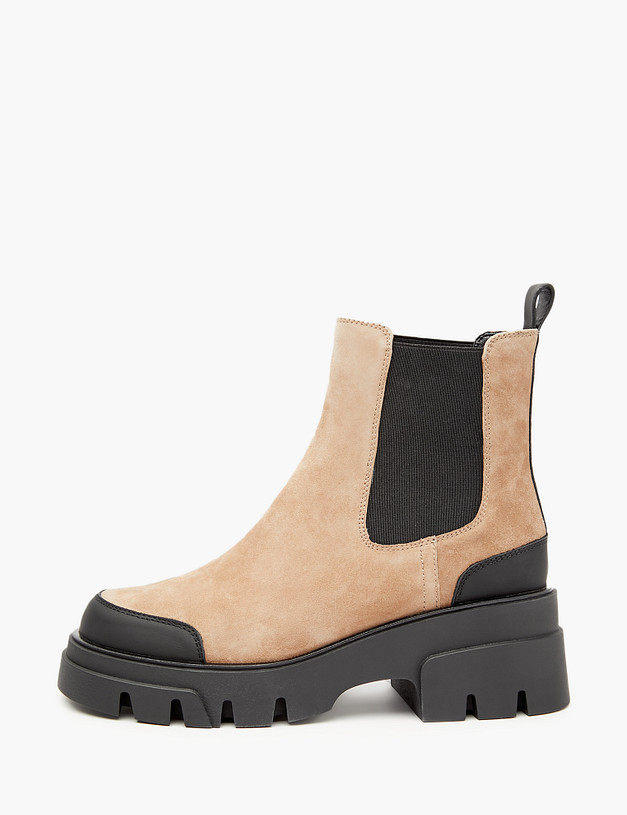 Бежевые велюровые женские челси MASCOTTE 233-321721-0608 | ракурс 3