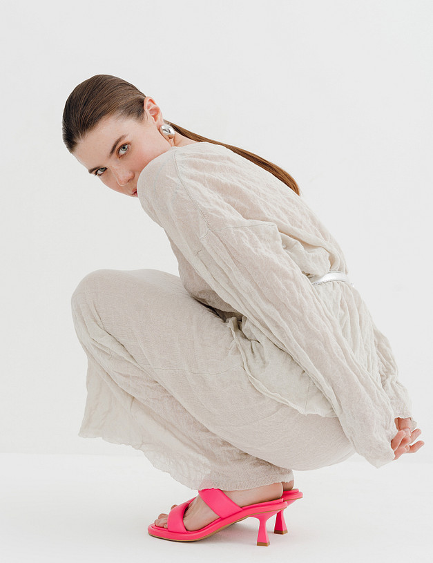 Розовые кожаные женские мюли MASCOTTE 233-4126111-7526M | ракурс 1