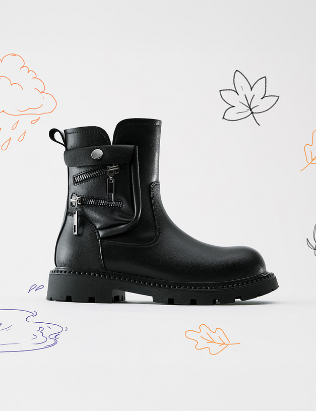 Черные ботинки для девочек MASCOTTE 234-522723-0602 | ракурс 1 Черные ботинки для девочек MASCOTTE 234-522723-0602 | ракурс 1