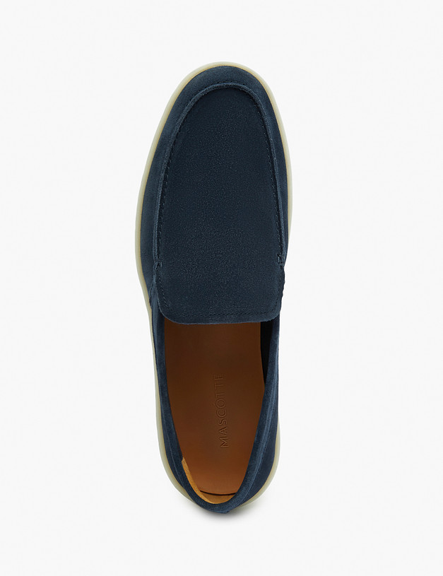 Синие мужские лоферы из велюра MASCOTTE 22-3170622-0203 | ракурс 4