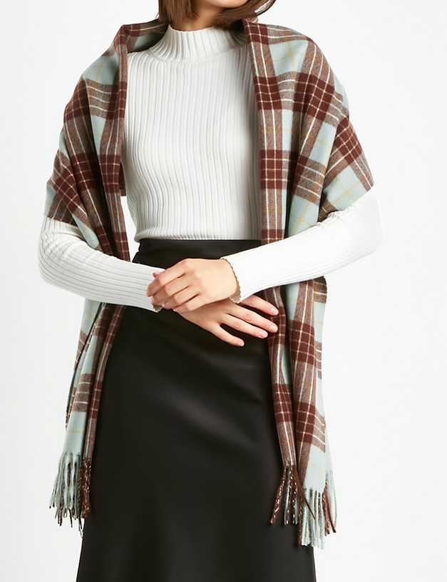 Зеленый женский шарф в клетку MASCOTTE 779-2201-2404 | ракурс 1