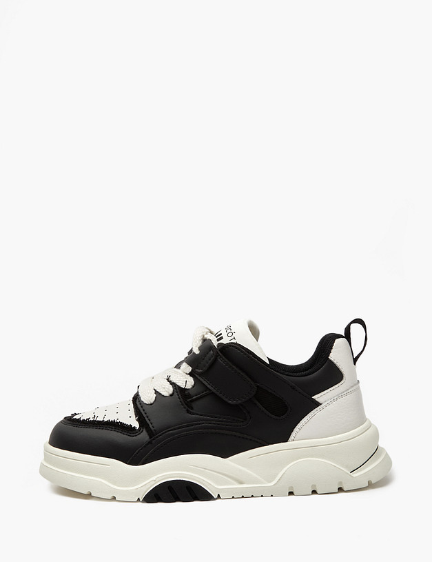 Черно-белые детские кроссовки MASCOTTE 234-412521-0602 | ракурс 4