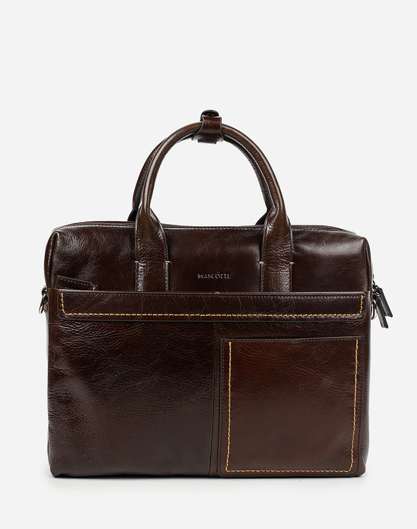 602-1126-109 Сумка мужская нат.кожа/текстиль корич, L, Mascotte