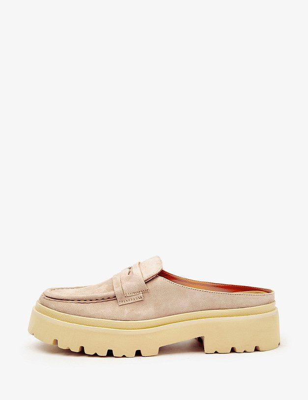 Бежевые велюровые женские сабо MASCOTTE 22-4120613-3612M | ракурс 1