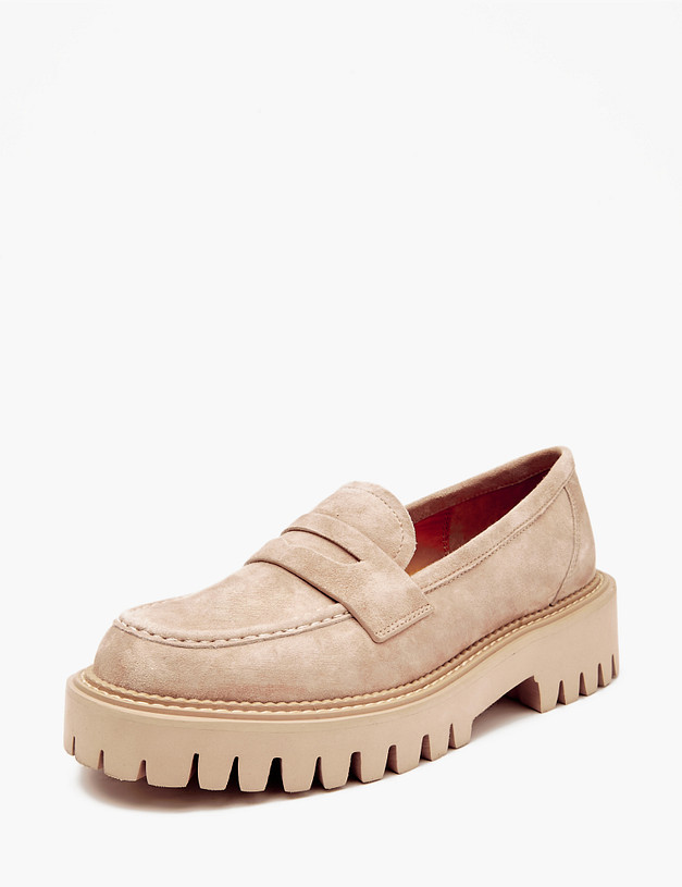Бежевые велюровые женские лоферы MASCOTTE 233-4124313-3612M | ракурс 2