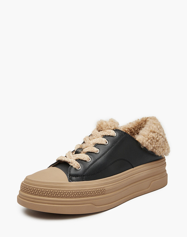 58-4241741-7100M Полуботинки женские нат.кожа-и.мех/и.мех-нат.кожа черн-беж, Mascotte