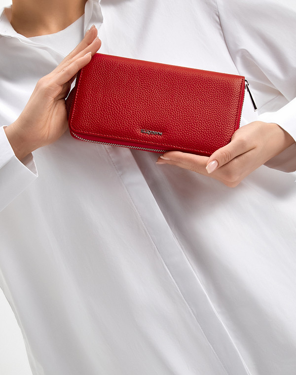 642-3105-105 Кошелёк жен. нат.кожа/и.кожа-текстиль красн, Mascotte