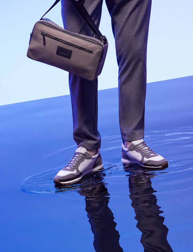 Белые мужские кроссовки с велюровыми вставками MASCOTTE 58-4110121-8109M | ракурс 1