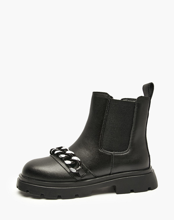 234-523922-0602 Ботинки девичьи кож.спилок-резина/ворсин черн, Mascotte JUNIOR