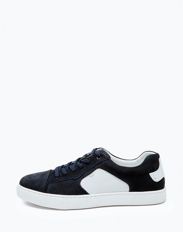 58-4132015-3324M Полуботинки для активного отдыха мужские нубук-нат.кожа/нат.кожа синий-бел, Mascotte