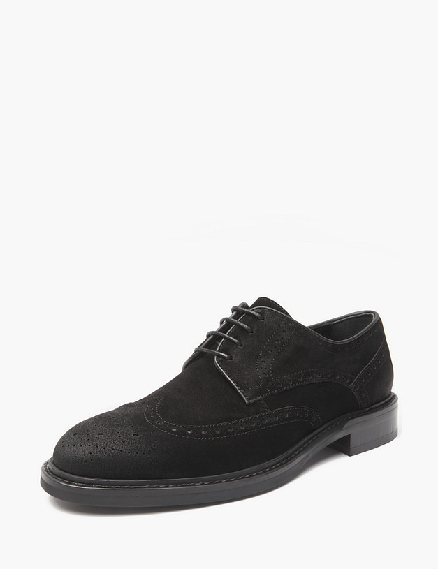 Черные мужские броги из велюра  MASCOTTE 128-424911-0202 | ракурс 4 Черные мужские броги из велюра  MASCOTTE 128-424911-0202 | ракурс 4