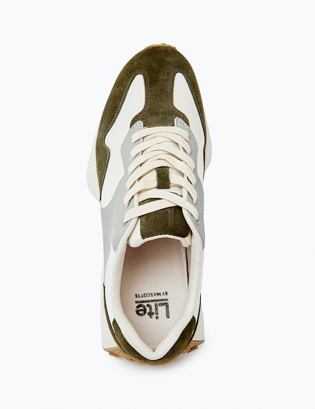 Оливковые женские кроссовки с молочными вставками MASCOTTE 234-414121-0210 | ракурс 6